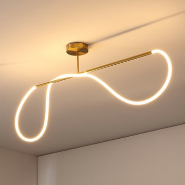 Alessio Contemporary Minimalist 360 Adjustable Silicone Neon Rope Dimmable Linear Integrated LED Flush Mount - JONATHAN Y